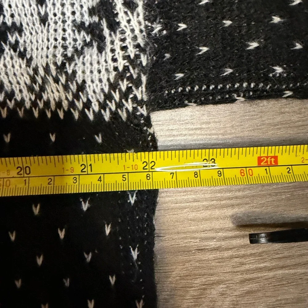 Vintage Spunky Nordic Sweater Black White Red Metal Clasp Made in USA Large